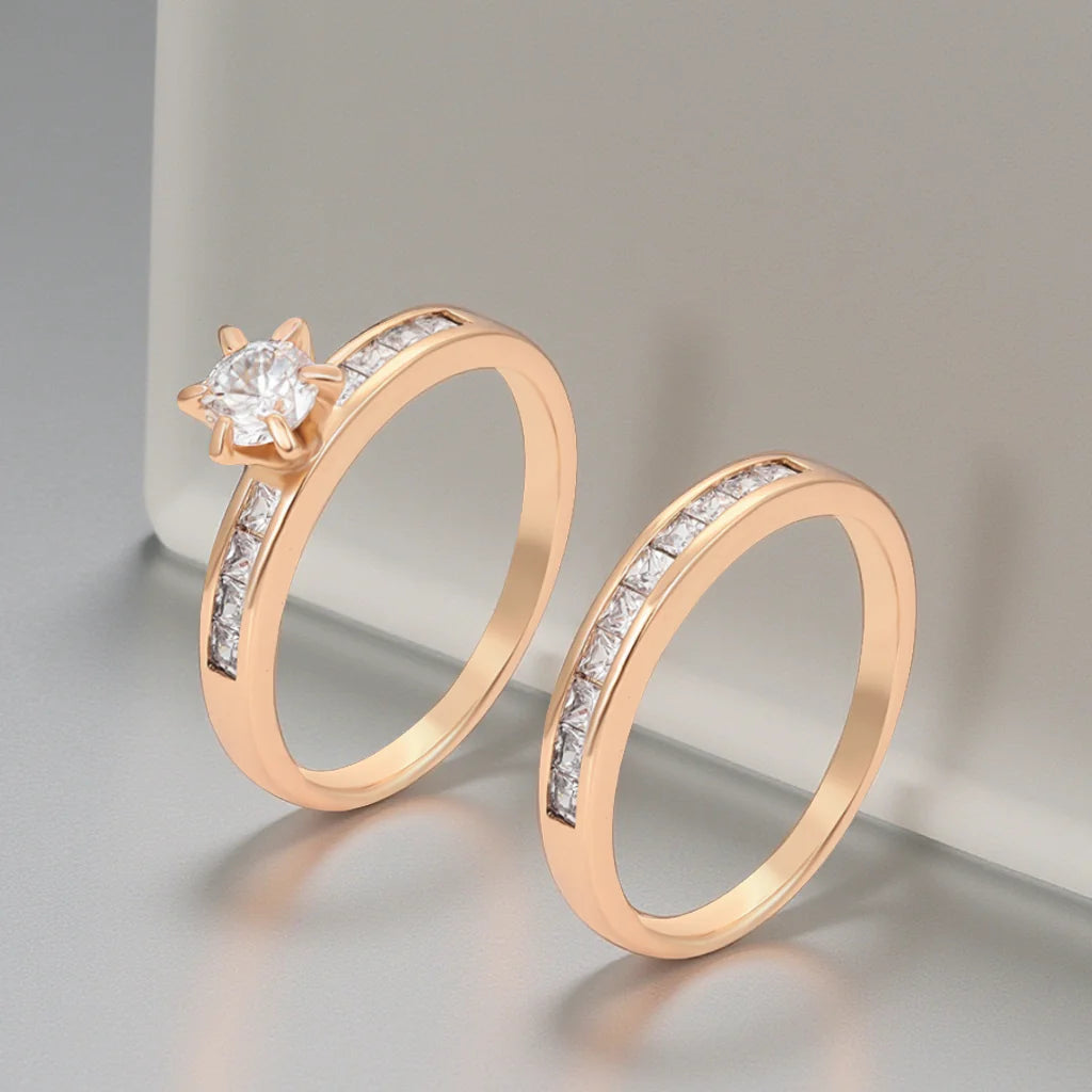 Set de 2 bagues plaquées or 18K avec zircon – JOSEFINE – Novvex